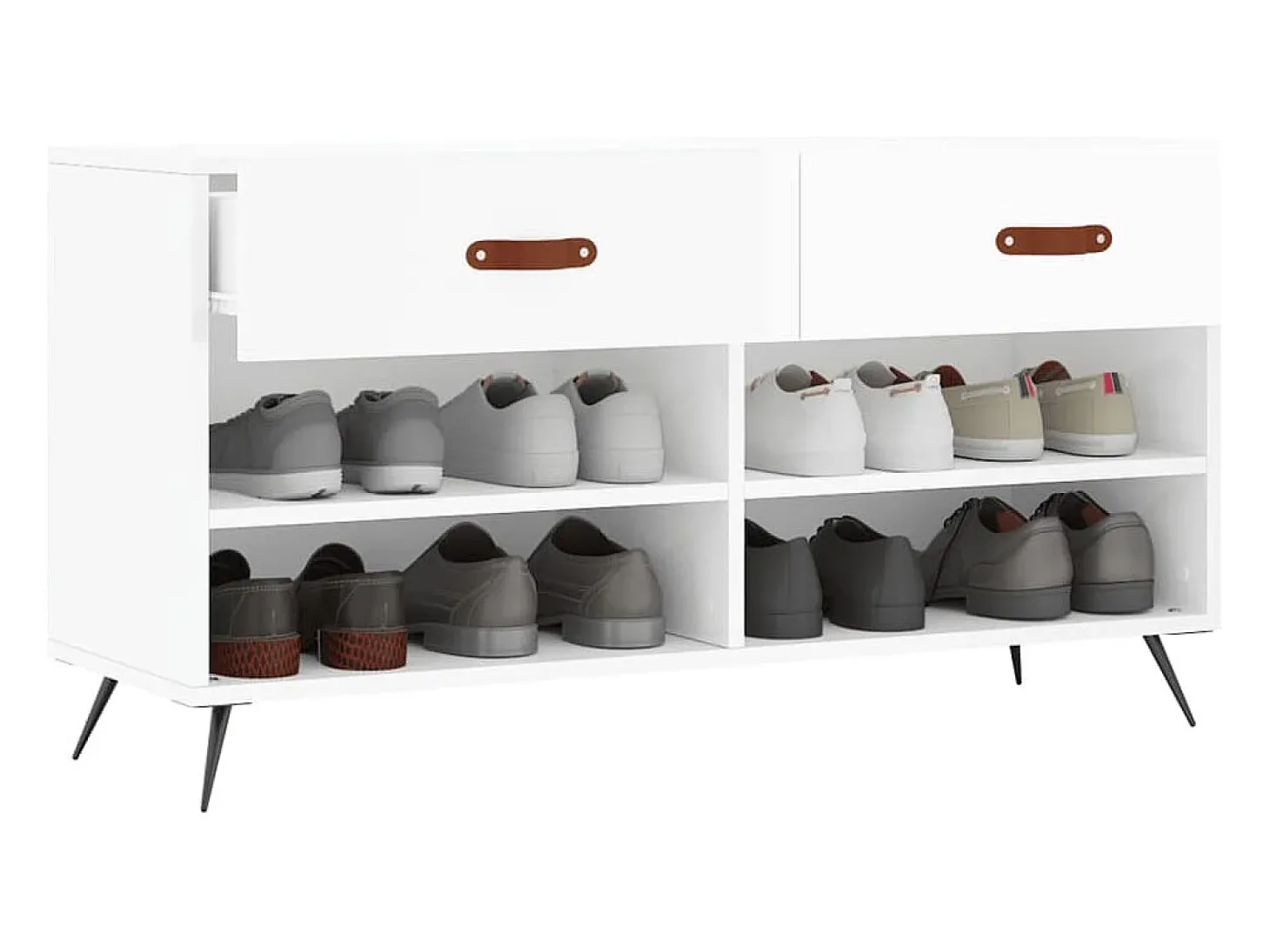 Banco zapatero blanco brillo 102x35x55 cm madera de ingeniería