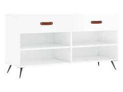 Banco zapatero blanco brillo 102x35x55 cm madera de ingeniería