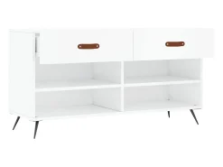 Banco zapatero blanco brillo 102x35x55 cm madera de ingeniería