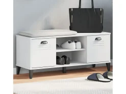 Banco zapatero blanco 106x35x45 cm madera maciza de pino