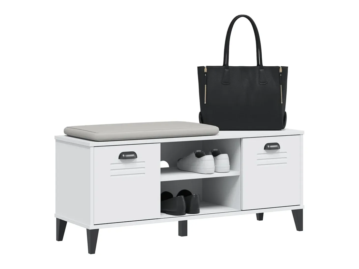 Banco zapatero blanco 106x35x45 cm madera maciza de pino