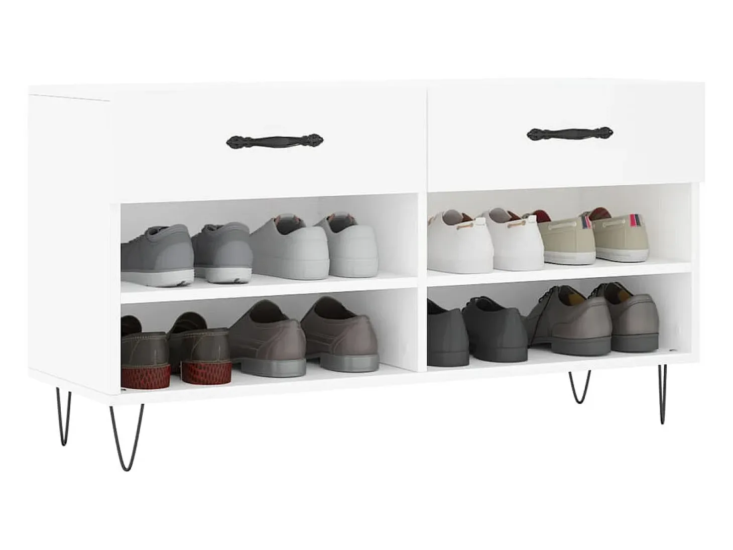 Banco zapatero blanco 102x35x55 cm madera de ingeniería