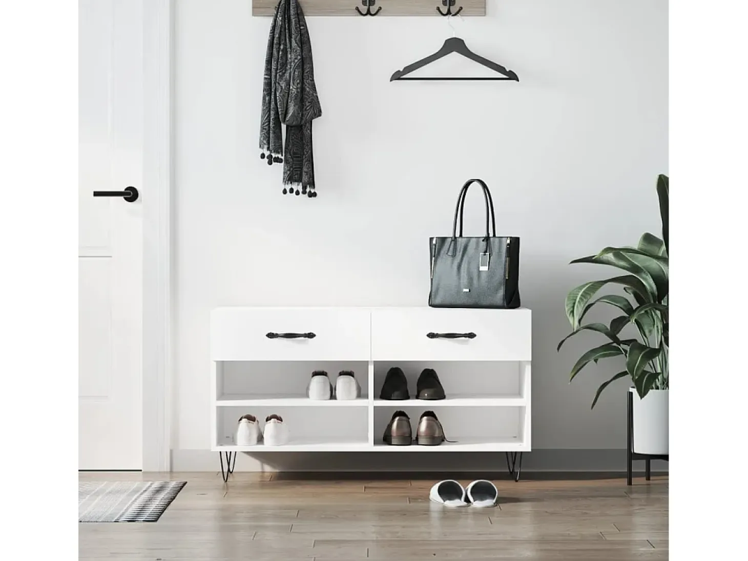 Banco zapatero blanco 102x35x55 cm madera de ingeniería
