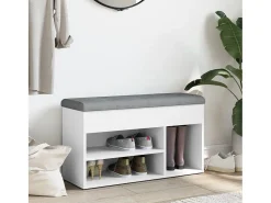 Banco zapatero blanco 82x32x45,5 cm madera de ingeniería