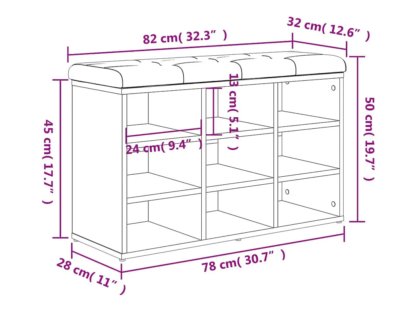 Banco zapatero blanco 82x32x50 cm madera de ingeniería