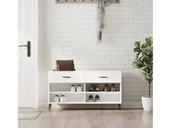 Banco zapatero blanco 102x35x55 cm madera de ingeniería