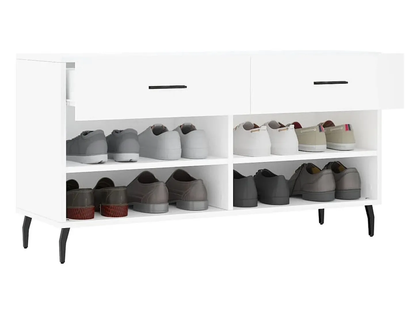 Banco zapatero blanco 102x35x55 cm madera de ingeniería