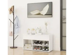 Banco zapatero blanco 80x30x45 cm Madera de ingeniería