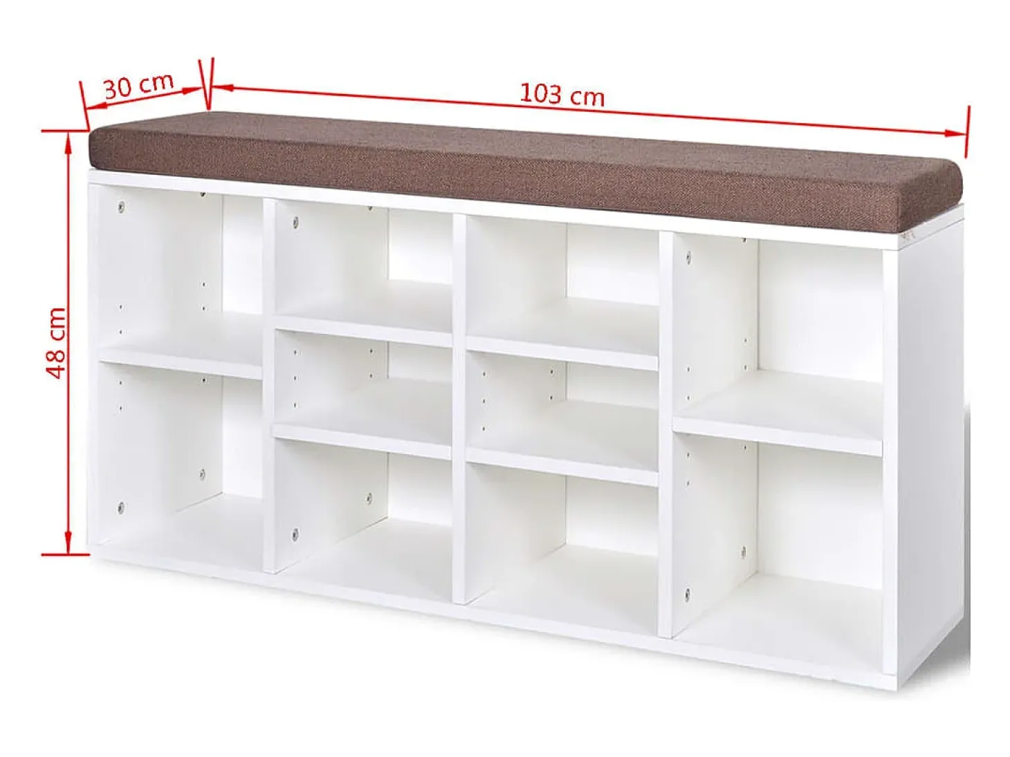 Banco zapatero con 10 compartimentos blanco ES655778