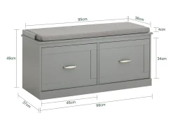 Banco Zapatero con 2 Estantes y 2 Puertas Armario Multifuncional para Entrada con Cojín de Asiento Gris 98 x 37 x 49 cm FSR131-HG SoBuy ES