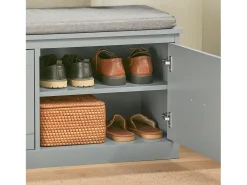 Banco Zapatero con 2 Estantes y 2 Puertas Armario Multifuncional para Entrada con Cojín de Asiento Gris 98 x 37 x 49 cm FSR131-HG SoBuy ES