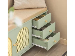 Banco Zapatero con 2 Puertas y 3 cajones Armario Multifuncional para Entrada con cojín 100 x 34 x 46 cm Verde FSR129-GR SoBuy ES