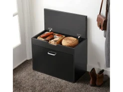 Banco Zapatero con 1 Solapa para Entrada Banco de Almacenamianto con Cojín Acolchado de Asiento 60 x 30 x 50 cm Negro FSR95-SCH SoBuy ES