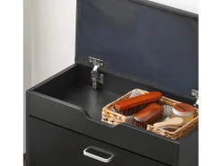 Banco Zapatero con 1 Solapa para Entrada Banco de Almacenamianto con Cojín Acolchado de Asiento 60 x 30 x 50 cm Negro FSR95-SCH SoBuy ES