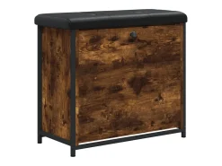 Banco zapatero con cajón abatible roble ahumado 62x32x56 cm