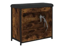 Banco zapatero con cajón abatible roble ahumado 62x32x56 cm