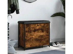 Banco zapatero con cajón abatible roble ahumado 62x32x56 cm