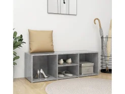 Banco zapatero de hormigón gris 105x35x35 cm aglomerado