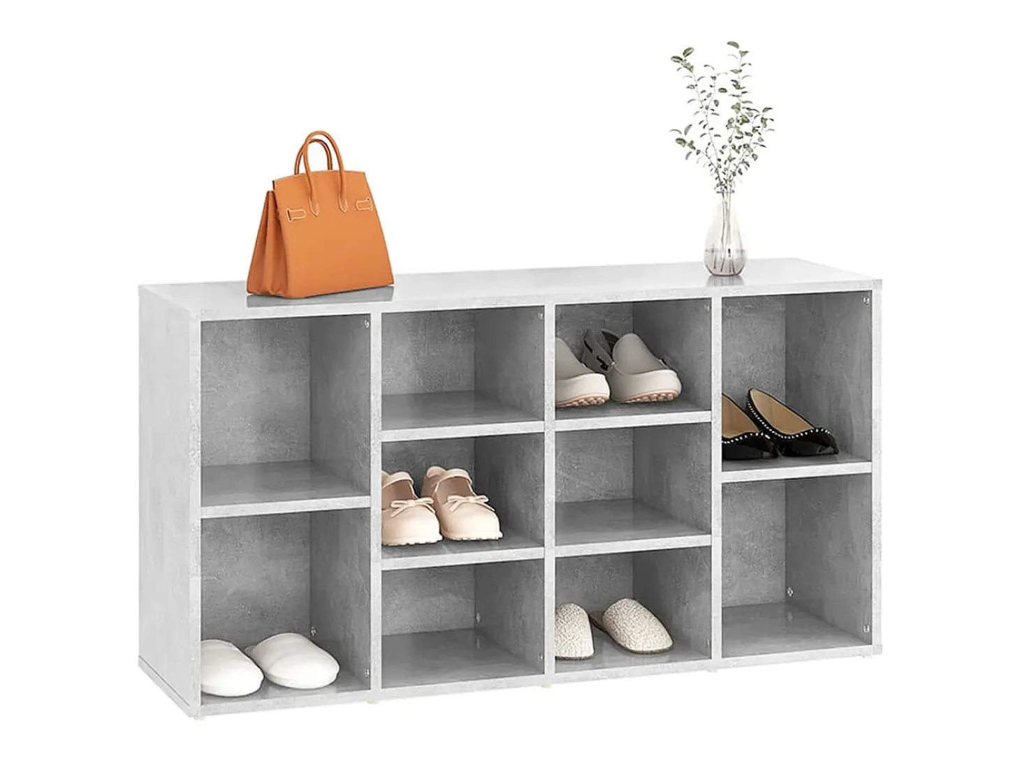 Banco zapatero de hormigón gris 103x30x54,5 cm Madera de ingeniería