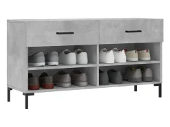 Banco zapatero de hormigón gris 102x35x55 cm madera de ingeniería