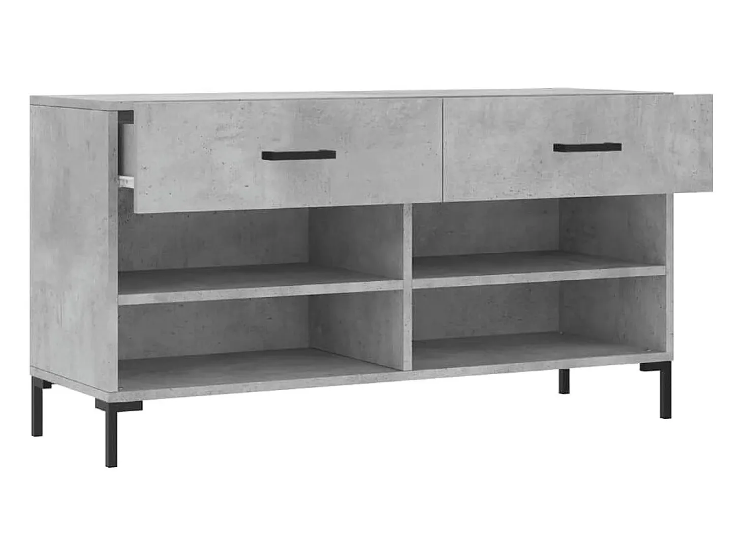 Banco zapatero de hormigón gris 102x35x55 cm madera de ingeniería
