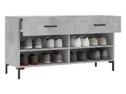 Banco zapatero de hormigón gris 102x35x55 cm madera de ingeniería