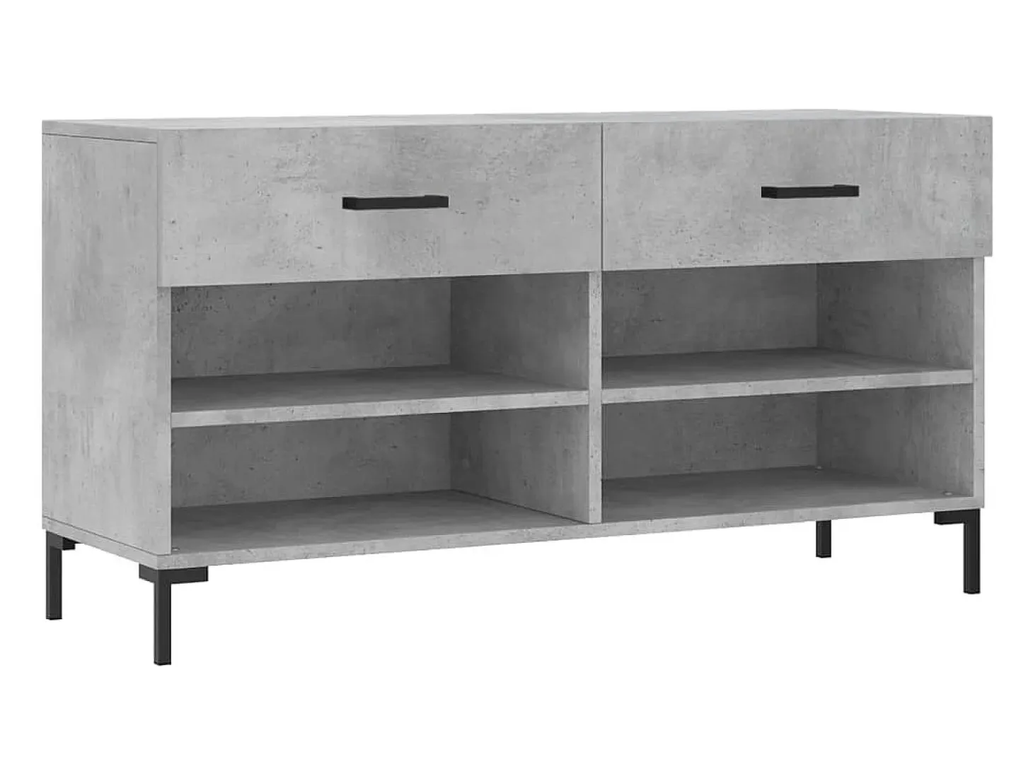 Banco zapatero de hormigón gris 102x35x55 cm madera de ingeniería