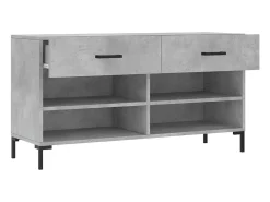 Banco zapatero de hormigón gris 102x35x55 cm madera de ingeniería