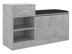 Banco zapatero de hormigón gris 94,5x31x57 cm aglomerado