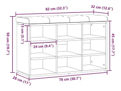 Banco zapatero de madera antigua 82x32x50 cm madera de ingeniería