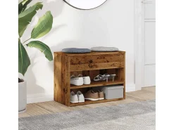 Banco zapatero de madera antigua 60x30x45 cm madera de ingeniería