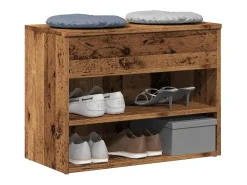 Banco zapatero de madera antigua 60x30x45 cm madera de ingeniería