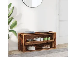 Banco zapatero de madera antigua 100x35x45 cm madera de ingeniería