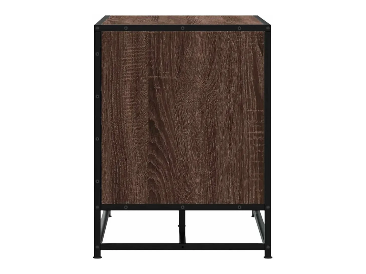 Banco zapatero de roble marrón fabricado con madera de ingeniería y metal.