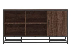 Banco zapatero de roble marrón fabricado con madera de ingeniería y metal.