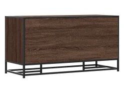 Banco zapatero de roble marrón fabricado con madera de ingeniería y metal.