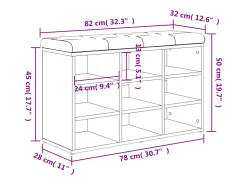 Banco zapatero de roble Sonoma 82x32x50 cm madera de ingeniería