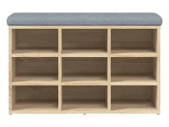 Banco zapatero de roble Sonoma 82x32x50 cm madera de ingeniería