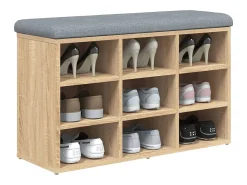 Banco zapatero de roble Sonoma 82x32x50 cm madera de ingeniería