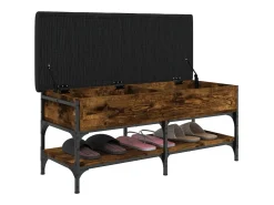 Banco zapatero madera de ingeniería roble ahumado 102x42x45 cm ES463761