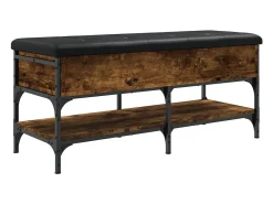 Banco zapatero madera de ingeniería roble ahumado 102x42x45 cm ES463761