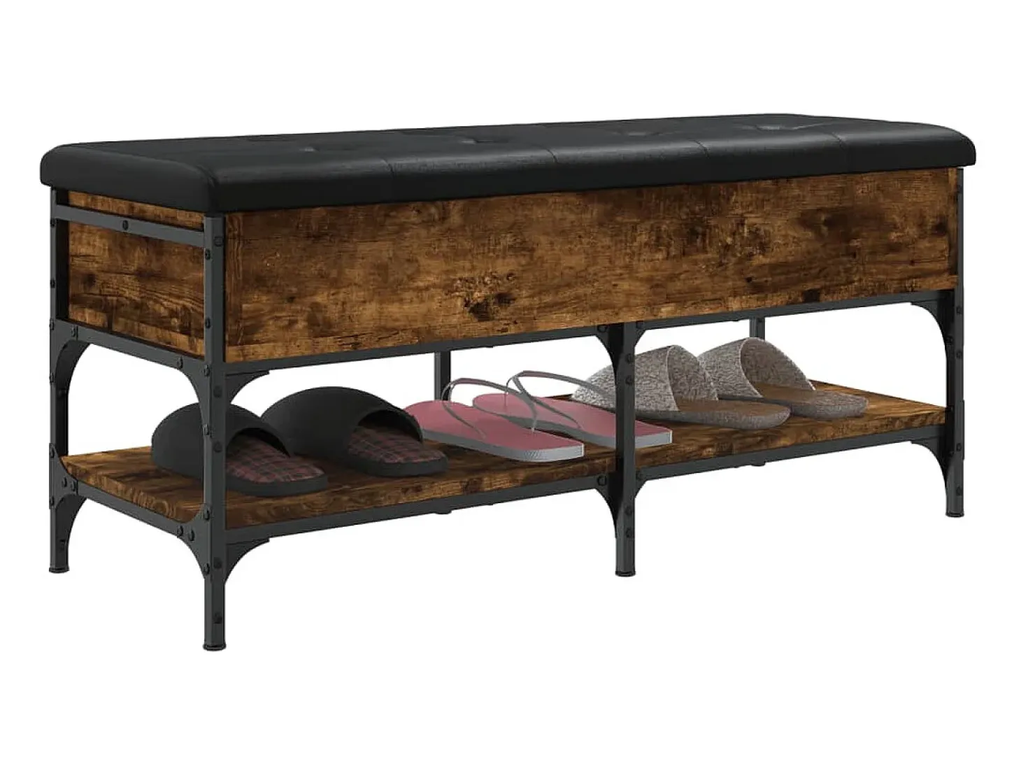 Banco zapatero madera de ingeniería roble ahumado 102x42x45 cm ES463761