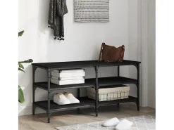 Banco zapatero madera de ingeniería negro 100x38,5x49 cm ES389794