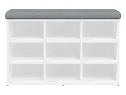Banco zapatero madera de ingeniería blanco 82x32x50 cm ES132526