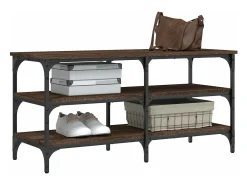 Banco zapatero madera de ingeniería marrón roble 100x38,5x49 cm ES962491