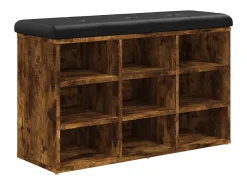 Banco zapatero madera de ingeniería roble ahumado 82x32x50 cm ES651128