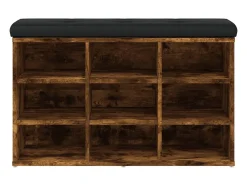 Banco zapatero madera de ingeniería roble ahumado 82x32x50 cm ES651128