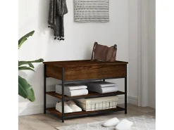 Banco zapatero madera de ingeniería roble ahumado 70x42,5x50 cm ES131685
