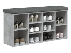 Banco zapatero madera de ingeniería gris hormigón 102x32x50 cm