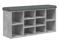 Banco zapatero madera de ingeniería gris hormigón 102x32x50 cm